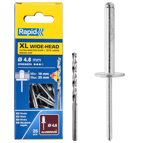 Rapid XL Rivets Including Drill Bit, Ø3.2 x 8 mm, Pack of 50, 5000659