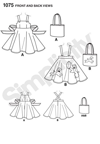Simplicity 1075 1950's Vintage Bag, Jumper, and Poodle Skirt Sewing Pattern for Girls, Sizes 3-8