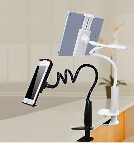 Phone Holder, 27.5" Flexible Mount Holder Arm Clip Rotating Cell Phone Holder for Desk for Phones, 4-10.1 Inch Device (Black)