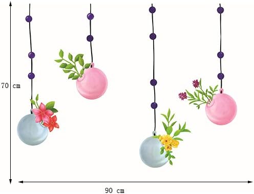 Wallmates Home Decorative Mural Vinyl Wall Sticker Curtain Hang Blue Pink Flower Ball Kids Nursery Wall Art Decal Paper