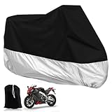 Teenitor XXXL Motorcycle Motorbike Water Resistent Waterproof Rain UV Protective Breathable Motor Cover for Yamaha harley-davidson Outdoor Indoor Black Silver Extra Extra Extra Larger + storage bag Size: 295x140x110mm /11.6 x 5.5 x 4.3 inch(L.W.H)