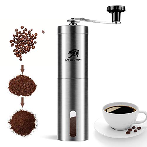 MLMLANT Kaffeemühle manuell mit Kegelmahlwerk | Kaffeemühle Hand - Handkaffeemühle aus Edelstahl | Espressomühle…
