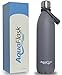 AquaFlask Insulated Double Wall Stainless Steel Water Bottle with Handle (Matte Grey, 27-Ounce)
