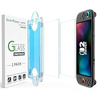amFilm Auto-Alignment OneTouch for Nintendo Switch 2 Screen Protector [7.9''] 2025 Tempered Glass, Accessories, 30 seconds Installation, Bubble Free, Anti-Scratch, Touch Sensitive, Ultra-Clear [2Pack]