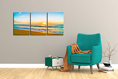 DZL Art S74634 Canvas Prints Wall Art Beautiful Sunset with Sea and Beach Painting Nature Pictures Wall Art Canvas…