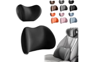 liucocotos Car Headrest & Lumbar Support Cushion, Memory Foam Head Neck Pillow, Travel Anti-Fatigue Waist Lumbar Support, Experience The Ultimate in Comfort and Support (Black,Set)