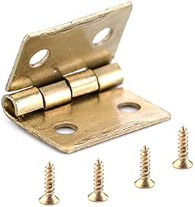 10PCS Mini Bisagras de puerta cuadradas de bisagra de oro de bronce