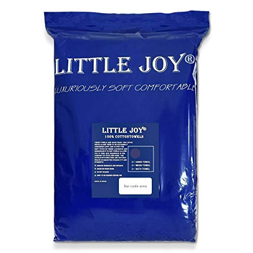 LITTLE JOY Bath Towels Set Extra Large 100% Cotton Shower Towels Highly Absorbent Super Soft Bathroom Towels Sets (Blue, Set of 6)