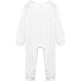 Migsrater Long Sleeve Solid Baby Cotton Extender Bodysuit Boy Girl Unisex Romper White