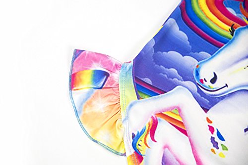 Wenge Girls Rainbow Unicorn Swimsuit Baby Unicorn Print Swimsuit-One Piece Swimwear Bathing Suit Bikinis (6T, Unicorn Fantasy) - Thumbnail 5