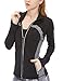 icyzone Women's Stretch Running Workout Yoga Full Zip Jacket with Thumb Holes (S, Black)