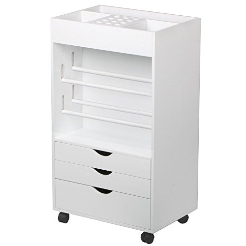 Topeakmart Quality Wood Wrapping Paper Cart With Three Drawers