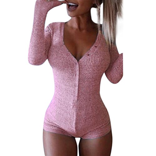 Rambling Long Sleeve Bodysuit Stretch Jumpsuit for Women, Sexy Slim Romper Playsuits Shorts Pants - Thumbnail 4