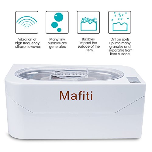 Ultrasonic Jewelry CleanerÂ Machine 400ml Small Household for Cleaning Eyeglasses, Rings, Dentures Necklaces Watches Coins Mini Portable White