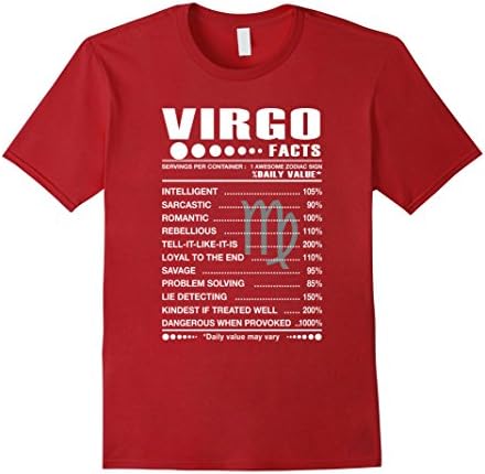 Mens VIRGO FACTS TShirt Large Cranberry