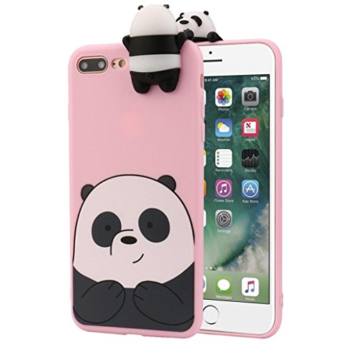3D Cartoon Animals Cute Bare Bears Soft Silicone Case Skin For IPhone 7 Plus,Tuscom (Pink)