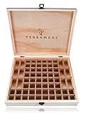 Essential Oil Case/Box by Terramore. Large 68 Bottle Storage Organizer. Natural Pine Wood. Holds 56ea 5-15ml Bottles And 12ea Roll-On Bottles.