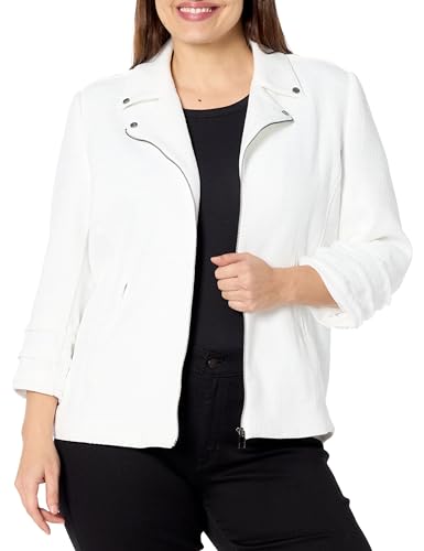 MULTIPLES Triple Fringe Three Quarters Sleeve Zip Front 2Pocket Lapel Collar Li…