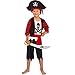 Boys Pirate Costume Children's Pirate Role Play Dress-up Set 4-6Y Black