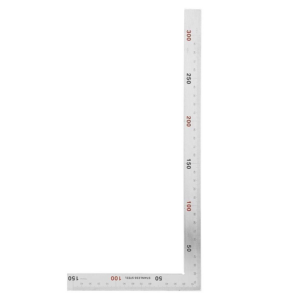 L-shaped Framing Square Stainless Steel 90 Degree Right Angle Square Ruler Carpenter’s Square Metal Measurement Square Tool(300mm*150mm)