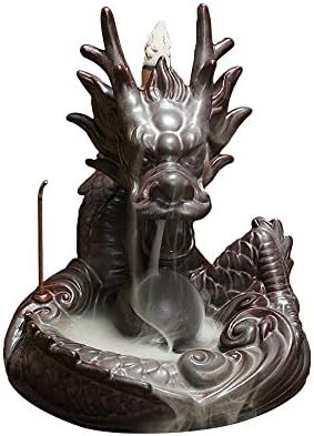 Caldo 癒し香炉 お試しお香付き ドラゴン型 香炉 倒流香 卓出 セラミック 龍型 流川香 置物 開運 工芸品 風水 仏壇用香炉 香炉用品 陶芸 プレゼント 陶芸品 お香 陶磁器 香立て