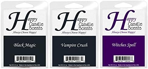 HCS Halloween Themed 3-Pack of Highly Scented 2.5 oz Wax Melts Black Magic, Vampire Crush and Witches Spell