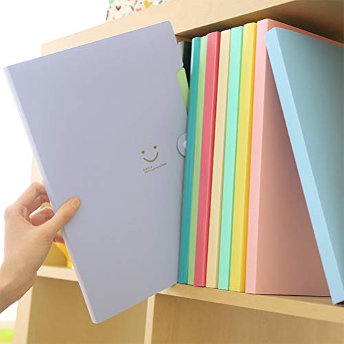 YOTINO 6 Pcs Expanding File Folder with 5 Pockets Plastic A4 Letter Size Document Organizer and 120 Pcs File Folder Labels for School Office Business (6 Color)