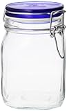 Bormioli Rocco 149530MRG121990 Fido Square Jaw with Blue Lid, 33-3/4-Ounce, 33.75 Ounce, Clear