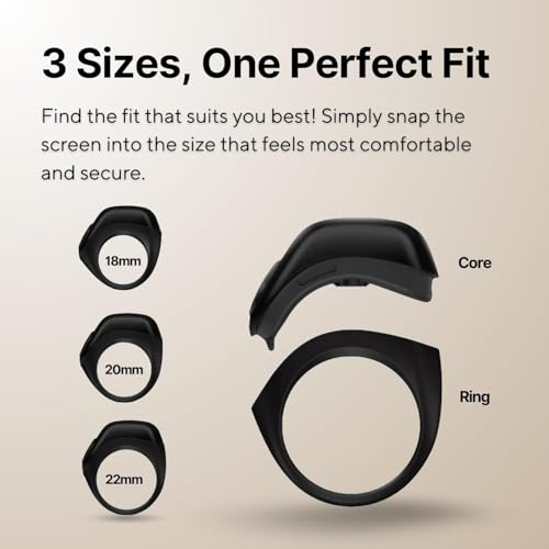 Jood J01 Smart Zikr Ring Tasbih Counter, Smart Rings Tasbeeh For Prayer Reminder OLED Display,IP67 Waterproof, 3 Sizes (18/20/22mm) + Charging Case (Black)