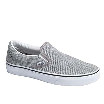 vans slip ons grey and white
