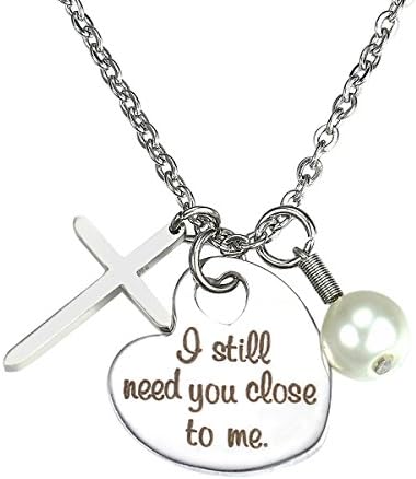 Dog Tag "I still need to close to me" Heart stainless steel Pendant Cross Pearl Necklace For Women Men Love Gift Jewelry