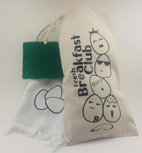 Eggy Bag - Hands free egg gathering and cleaning - Never damage Backyard Chicken or Duck eggs - Machine washable - No more baskets or aprons - Handmade in Texas (Fresh Breakfast Club design)