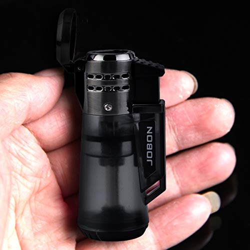 2 Pack Jet Torch Cigar Lighter, New Triple Flame Cigarette Lighter with Butane Refillable and Visible Gas Tank Window