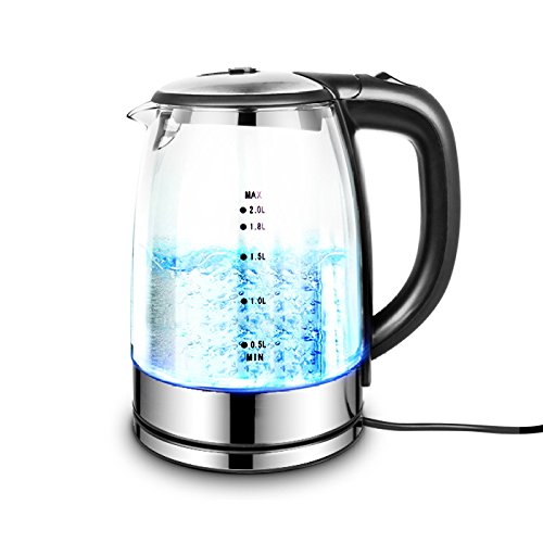 Click Here to See More Images Wasserkocher White 2L Transparent Glass Electric Heating Large Capacity Automatic Power Off At Home,Black