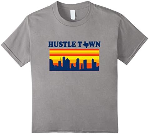 Kids "Hustle Town Houston" Playoff Baseball Shirt 6 Slate