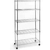 Seville Classics 5-Tier Steel Wire Shelving with Wheels, 30