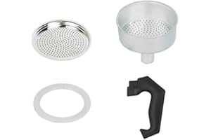 Moka Pot Replacement Parts Set with Handle, Gasket Seal, Funnel and Filter for Espresso Coffee Maker, Aluminum and Plastic Ac