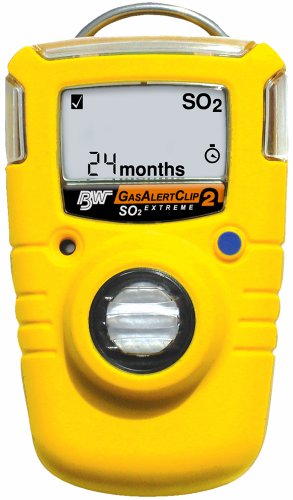 BW Technologies GA24XT-S GasAlertClip Extreme 2-Year Detector, SO2, 0-100.0 ppm Measuring Range, 5 to 10 ppm Alarm Setpoint