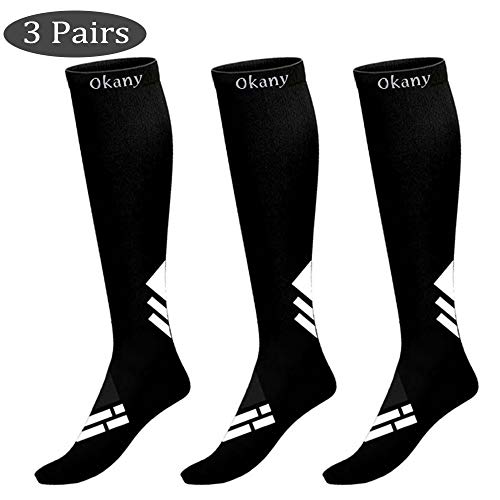 3 Pairs Compression Socks Men & Women (15-20mmHg) Fitness Varicose Veins Circulation & Recovery