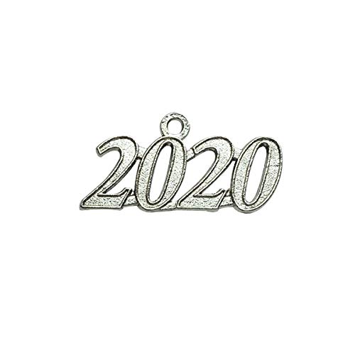 Grekywin Gold Color Signet 2020 Year for Graduation Tassel, Charms Pendants DIY, Bracelet and Necklace, 9 Pcs (9 pcs Silver 2020)