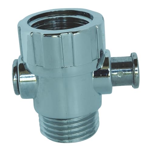 SOMATHERM FOR YOU, Stop douche chromé MF15/21 - Coupe l'eau sans fermer le robinet - Dimensions Mâle Femelle 15/21 - Corps ABS chromé - Compatible eau chaude/froide - Bouton laiton