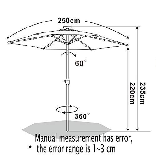 CHHD Sonnenschirme, 2,5 m im Freien Selbstaufladend 30 LED Sonnenschirm Patio Solar Sonnenschirm Garten Cantilever… – Bild 7