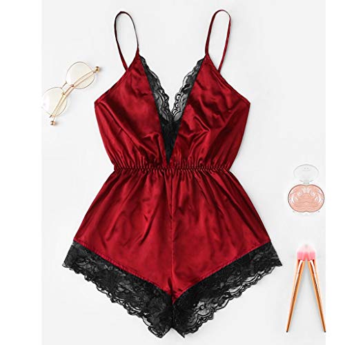 One Piece Lingerie for Women Dress Lace Sleepwear Cotton Fashion Sexy Girl V-Neck Splice Bodysuit Bodydoll - Thumbnail 3