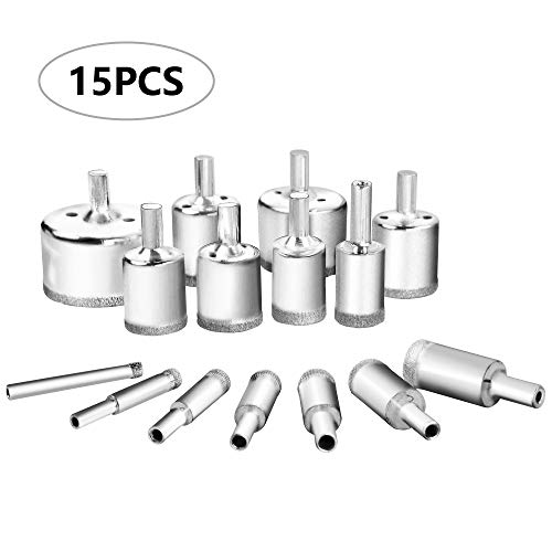 Diamond Drill Bit,15 PCS Tile Hole Saws Hollow Core Extractor Remover Tools Drillpro for Glass, Porcelain, Ceramic, Granite etc (6-50mm) - Thumbnail 7
