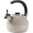 Circulon Enamel on Steel Whistling Teakettle/Teapot With Flip-Up Spout, 2 Quart - Gray