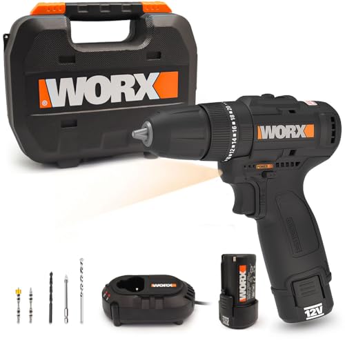 WX121 Taladro Percutor 12V Brushless 40Nm Compacto, 3 en 1, 2 Baterías 2Ah, Cargador y Maletín, para Metal, Madera y Albañilería
