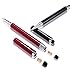 3-in-1 Stylus Pens for Touch Screens,Capactive Stylus for Smartphones,Tablets(5.7 inch Length)-Extra 2 Refills+8 Rubber Tips-Black&Wine Red