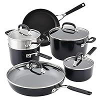 KitchenAid Hard Anodized Induction Nonstick Cookware / Pots and Pans Set, 10 Piece - Matte Black KitchenAid Hard Anodized Induction Nonstick Cookware / Pots and Pans Set, 10 Piece - Matte Black