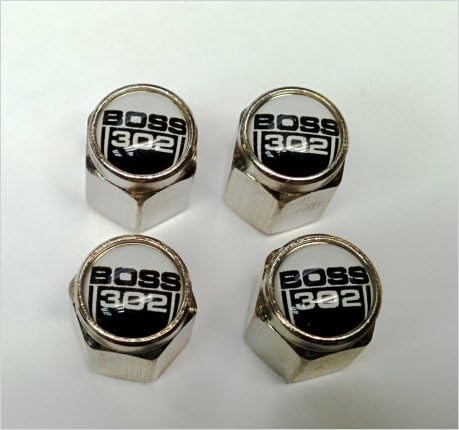 Mustang BOSS 302 Cobra Shelby GT Valve Stem Caps (Chrome - White)