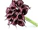 Angel Isabella, LLC 20pc Set of Keepsake Artificial Real Touch Calla Lily with Small Bloom Perfect for Making Bouquet, Boutonniere,Corsage (Wine(Burgundy))